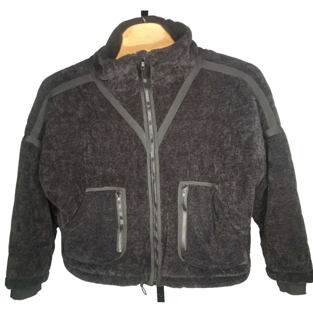 POL Powder Quilted full zip black Jacket oversized size large insulated cinch